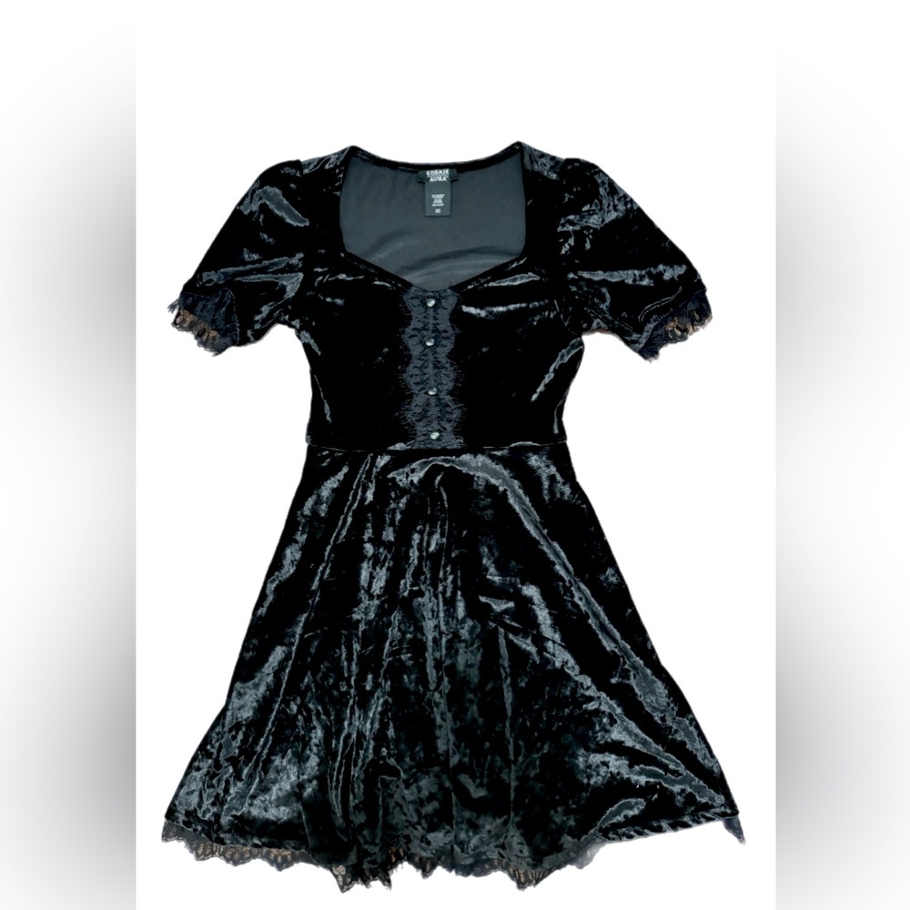 Cosmic Aura Black Costume Velvet Dress